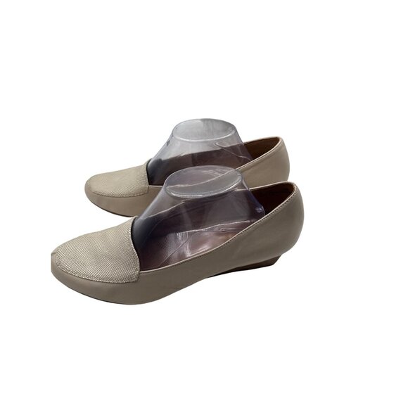 Aerosoles Size 10 Business Casual wedge Textured Front Wedge Loafers Beige - Picture 4 of 11